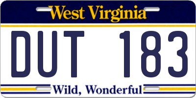 WV license plate DUT183