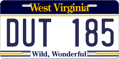 WV license plate DUT185