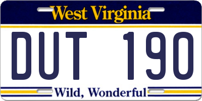 WV license plate DUT190