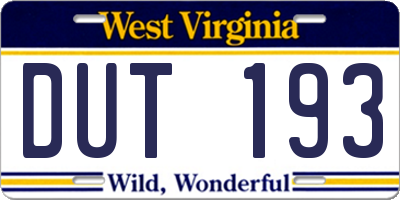 WV license plate DUT193