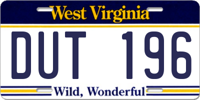 WV license plate DUT196