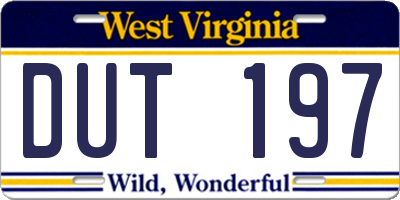 WV license plate DUT197