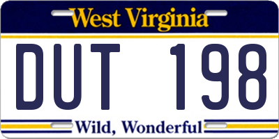 WV license plate DUT198