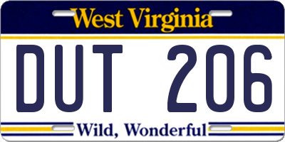 WV license plate DUT206