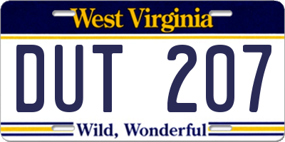 WV license plate DUT207