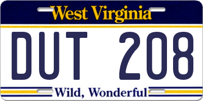 WV license plate DUT208