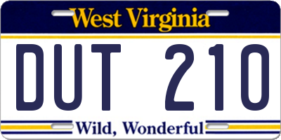 WV license plate DUT210