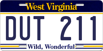WV license plate DUT211