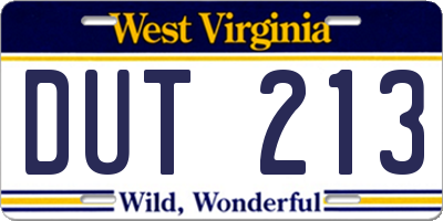 WV license plate DUT213
