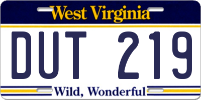 WV license plate DUT219
