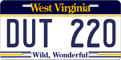 WV license plate DUT220