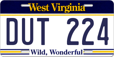 WV license plate DUT224