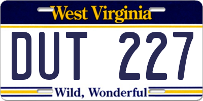 WV license plate DUT227