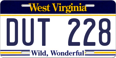 WV license plate DUT228