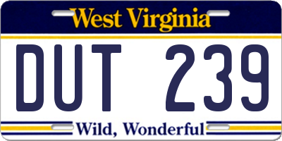 WV license plate DUT239
