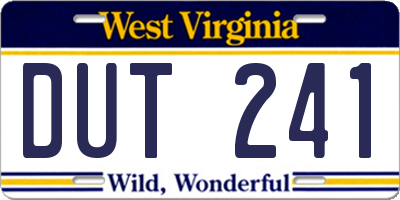 WV license plate DUT241