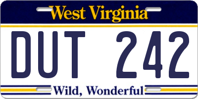 WV license plate DUT242