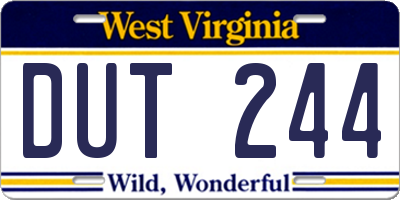 WV license plate DUT244