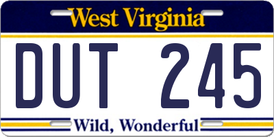 WV license plate DUT245