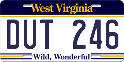 WV license plate DUT246