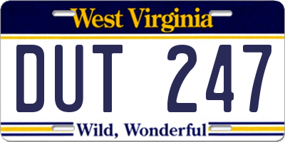 WV license plate DUT247