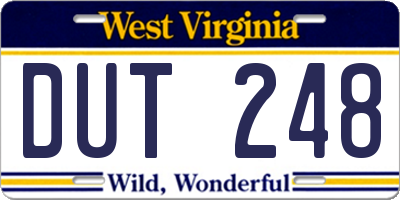 WV license plate DUT248