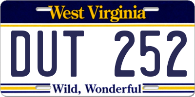 WV license plate DUT252