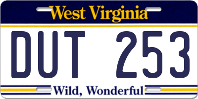 WV license plate DUT253
