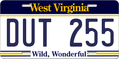WV license plate DUT255