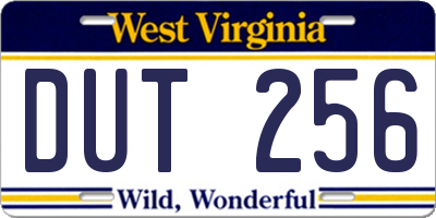 WV license plate DUT256