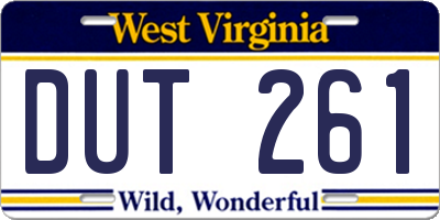 WV license plate DUT261