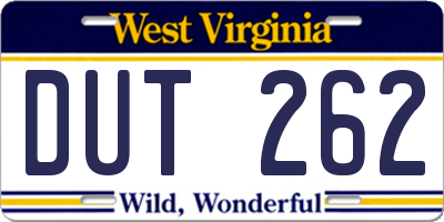 WV license plate DUT262