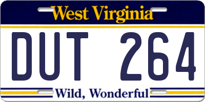 WV license plate DUT264