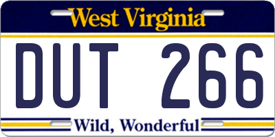 WV license plate DUT266