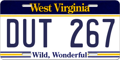 WV license plate DUT267