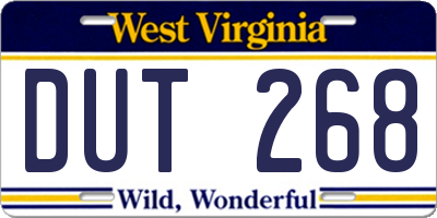 WV license plate DUT268