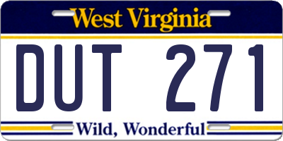 WV license plate DUT271