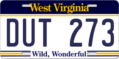 WV license plate DUT273