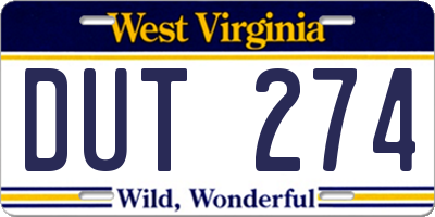 WV license plate DUT274