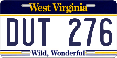WV license plate DUT276