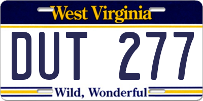 WV license plate DUT277