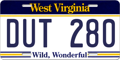 WV license plate DUT280