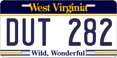 WV license plate DUT282