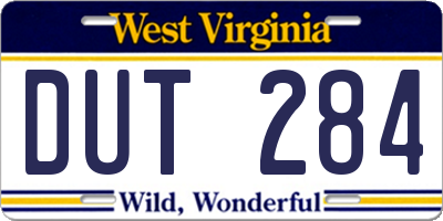 WV license plate DUT284