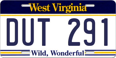 WV license plate DUT291