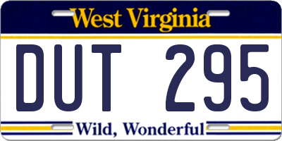 WV license plate DUT295