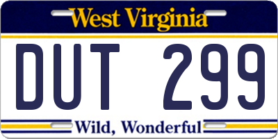 WV license plate DUT299