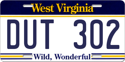 WV license plate DUT302