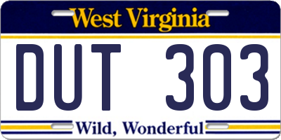 WV license plate DUT303