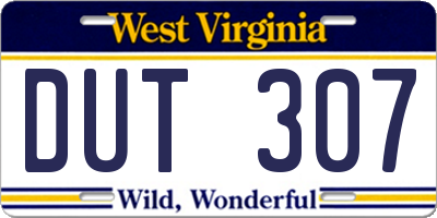 WV license plate DUT307